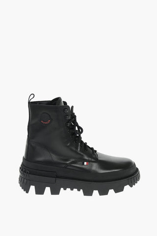 Leather MERCURIOUS Combat Boots with Signature Logo on the Sole