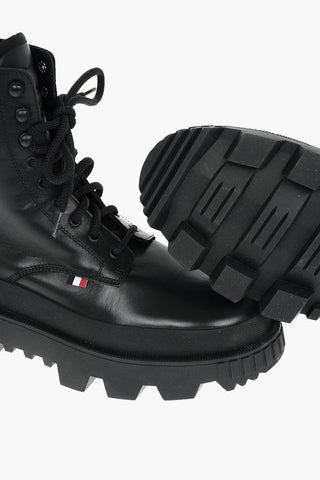 Leather MERCURIOUS Combat Boots with Signature Logo on the Sole