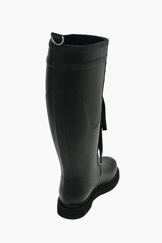 Lace-up WELLINGTON Knee-high Boots with FOR RIDING Print