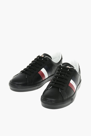 Logoed Leather NEW MONACO Low-top Sneakers with Tricolor Detail