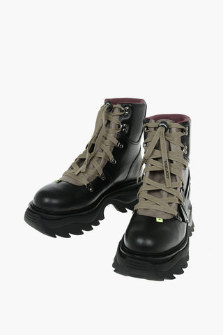 Leather EQUIPMENT Lace-up Combat Boots with Statement Sole