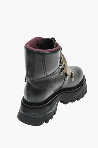 Leather EQUIPMENT Lace-up Combat Boots with Statement Sole