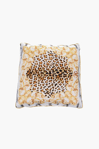 HOME Animal Patterned Silk LEOPARD FRAME Pillow