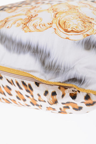 HOME Animal Patterned Silk LEOPARD FRAME Pillow