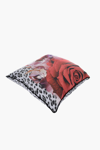 HOME Cuscino ROSE LEOPARD in Seta a Fantasia Animalier