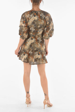Linen Silk ILORA REJUVENATE Mini Dress with Baloon Sleeves