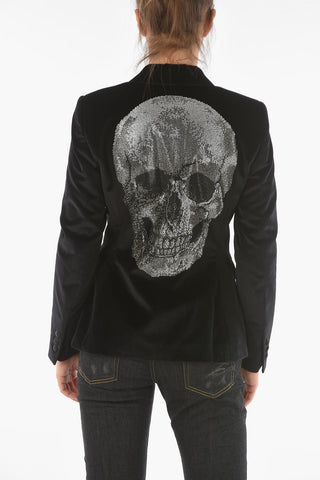 COUTURE Crystal Skull SARA VELVET Velour Blazer