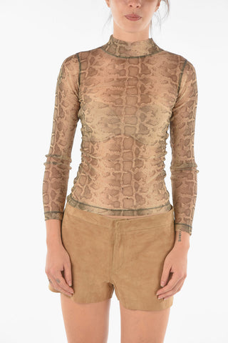 Top a Collo Alto FRANCESCO SNAKE in Tulle Lurex