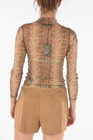 Top a Collo Alto FRANCESCO SNAKE in Tulle Lurex