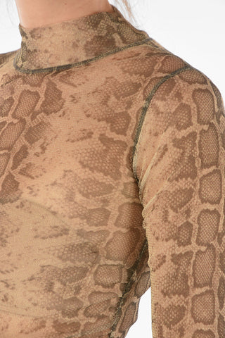 Top a Collo Alto FRANCESCO SNAKE in Tulle Lurex
