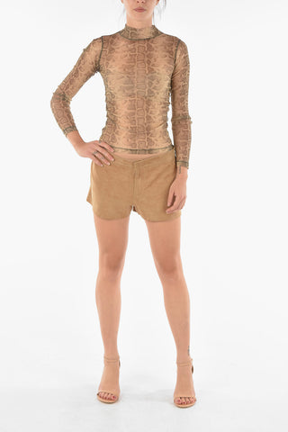 Top a Collo Alto FRANCESCO SNAKE in Tulle Lurex