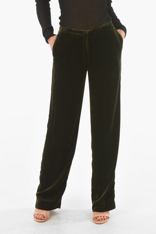 Velvet Flared Pants with Waist Drawstring