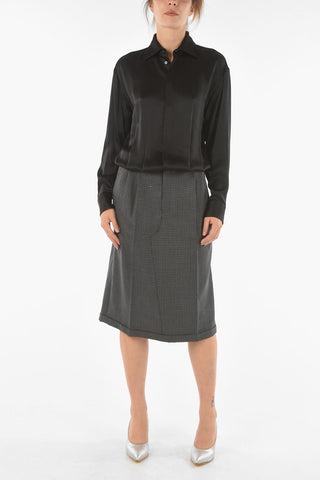 MM1 Wool Skirt Satin Shirt Dress