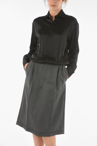 MM1 Wool Skirt Satin Shirt Dress