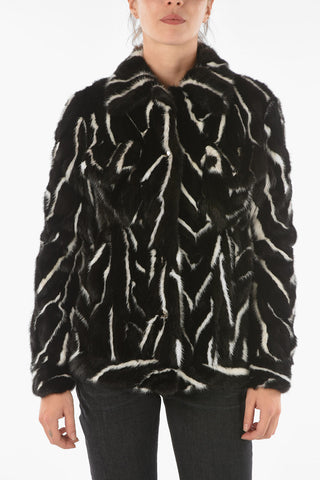 COUTURE Breast-pocket BLACK SOUL Two Tone Mink Fur Jacket