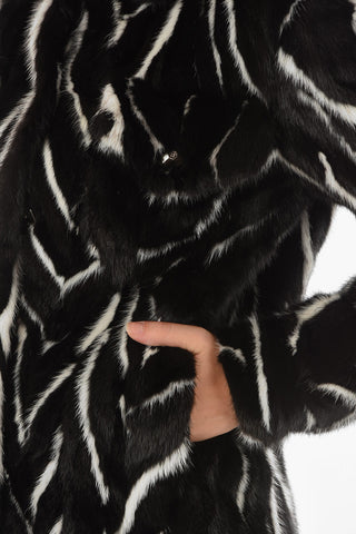 COUTURE Breast-pocket BLACK SOUL Two Tone Mink Fur Jacket