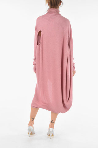 MM6 Lurex Asymmetrical Long Dress with Turtleneck