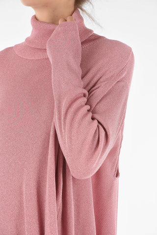MM6 Lurex Asymmetrical Long Dress with Turtleneck
