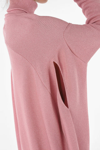 MM6 Lurex Asymmetrical Long Dress with Turtleneck