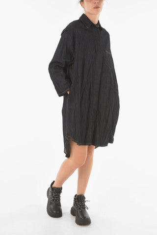 MM6 Denim Shirt Dress with Crush Effect