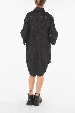 MM6 Denim Shirt Dress with Crush Effect