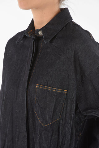 MM6 Denim Shirt Dress with Crush Effect