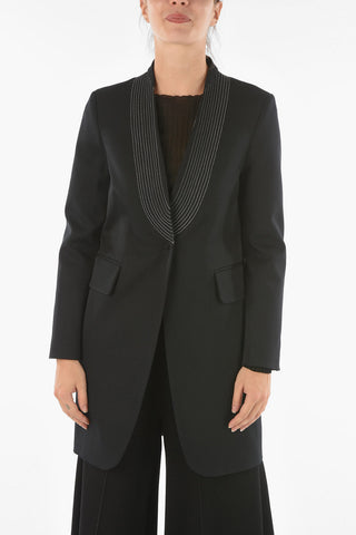 MM6 Blazer Foderato con Rever a Scialle e Cuciture a Vista