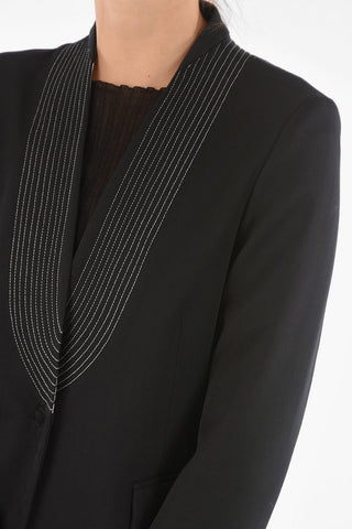 MM6 Blazer Foderato con Rever a Scialle e Cuciture a Vista