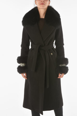 COUTURE Fox Fur Sleeve and Collar ELEGANT Coat