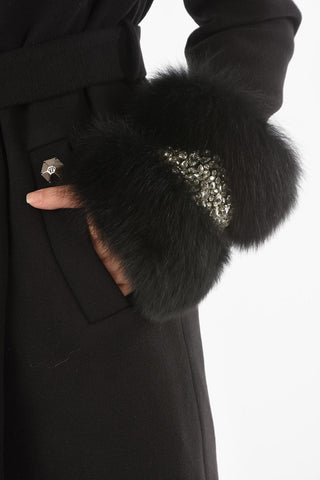 COUTURE Fox Fur Sleeve and Collar ELEGANT Coat