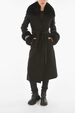 COUTURE Fox Fur Sleeve and Collar ELEGANT Coat