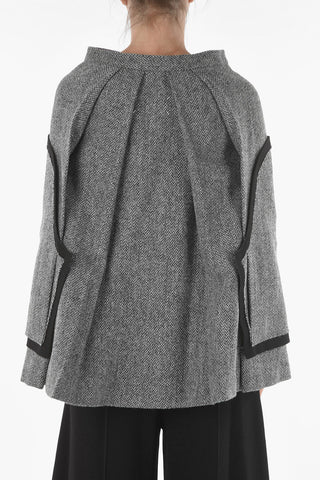 Cape-sleeved Wool Blend Top