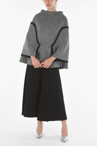 Cape-sleeved Wool Blend Top