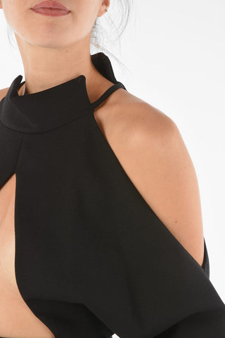 MM6 Virgin Wool Blend Off-shoulder Top with Cut-out Detail