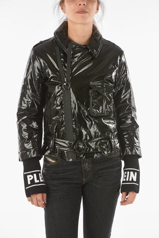 Logo Knitted Sleeve NYLON Padded Jacket