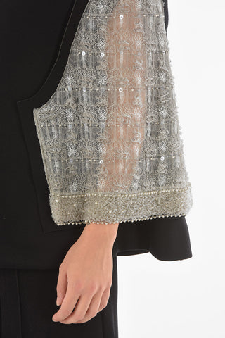 Sequined Cape Sleeve Top with Beads