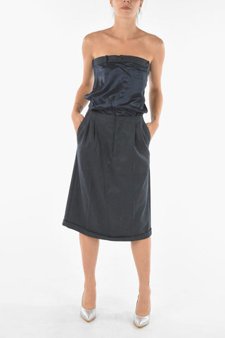 Off-shoulder Midi Dress with Satin Corset