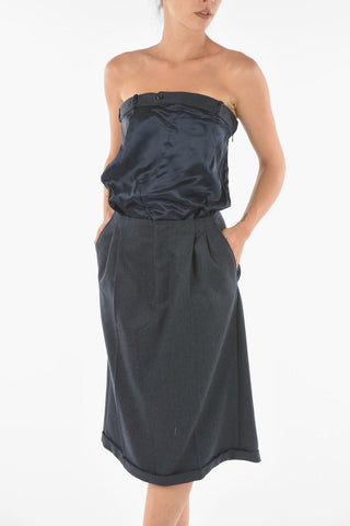 Off-shoulder Midi Dress with Satin Corset