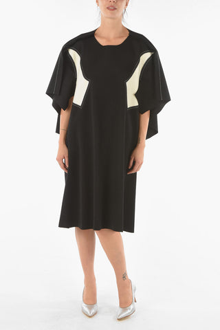 Wool Raw-cut Two-tone Maxi Dress