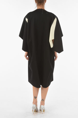 Wool Raw-cut Two-tone Maxi Dress