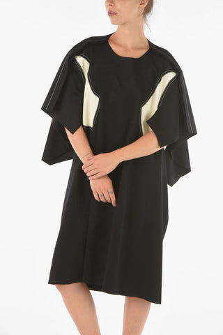 Wool Raw-cut Two-tone Maxi Dress