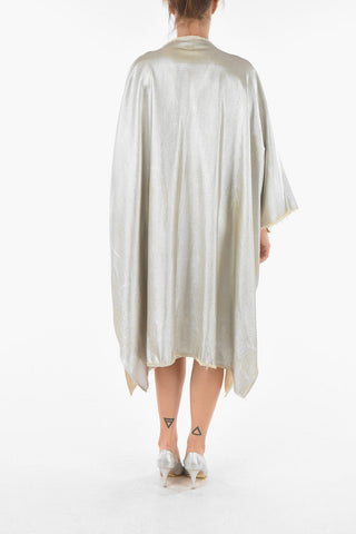 MM6 Coated Metallic Effect Maxi Dress with Plunging Neckline