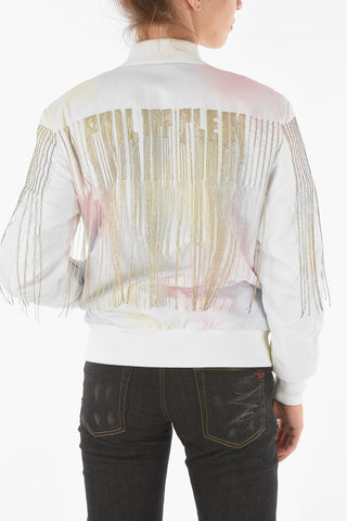 COUTURE Bomber Tie-Dye FRINGE con Pendenti