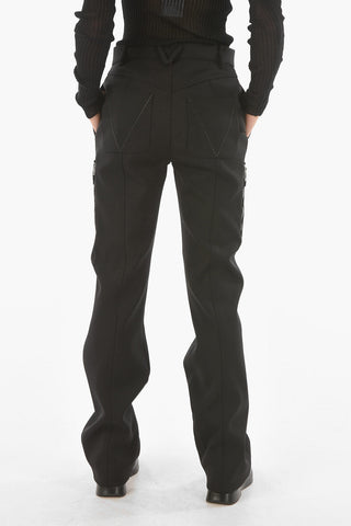 Pantaloni a Vita Alta in Lana Cavalry con Zip alla Caviglia