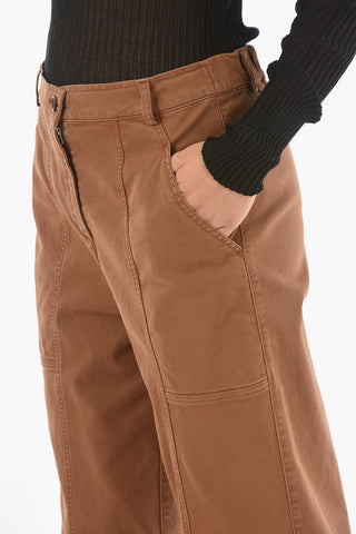 High-rise Pants with Waist Drawstring and Visible Stitchings