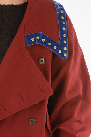 Double Breasted Raw Cut Bottom Coat with Chenille-edged Collar