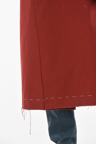 Double Breasted Raw Cut Bottom Coat with Chenille-edged Collar
