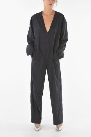 MM6 Wool Blend PInstriped Jumpsuit with V-neckline