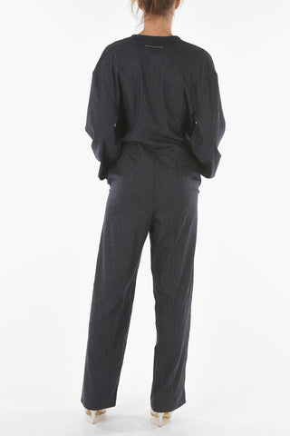 MM6 Wool Blend PInstriped Jumpsuit with V-neckline