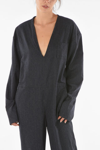 MM6 Wool Blend PInstriped Jumpsuit with V-neckline